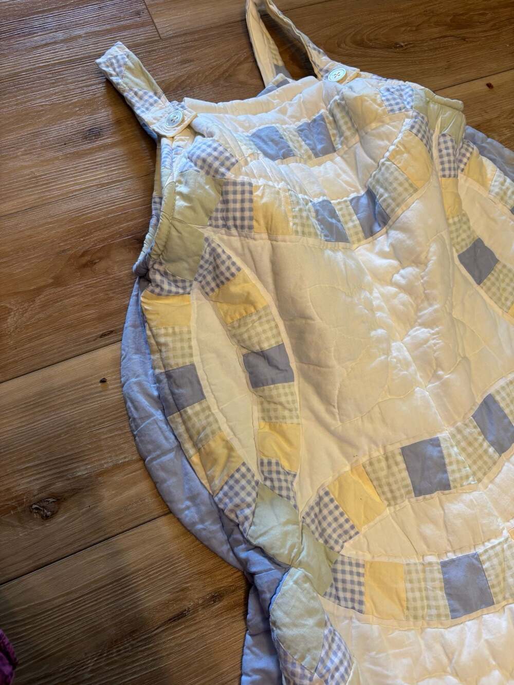 Handmade SnowSuit Sleep Wear Jumpsuit Reworked Circle gingham Quilt M-L - Picture 8 of 11